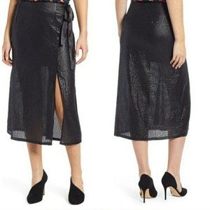 NWOT Something Navy Sequin Skirt Large Black